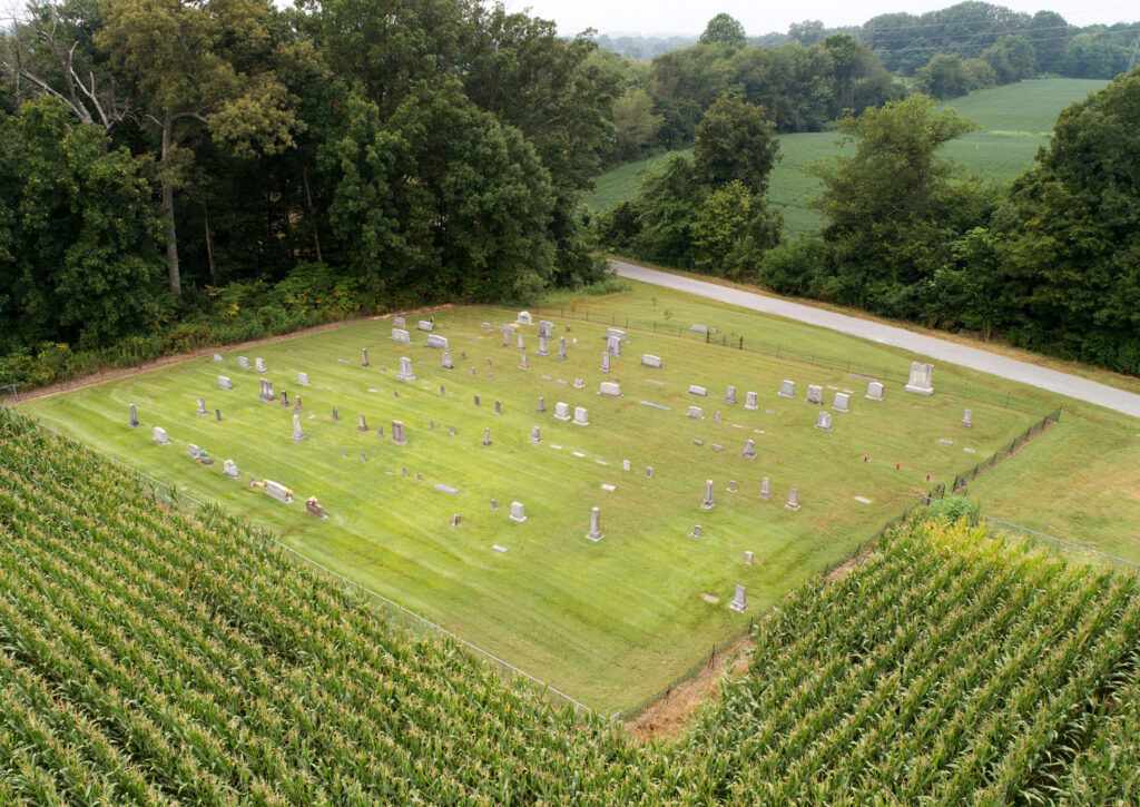 Aerial view of Vaughn Cemetery near Wood River