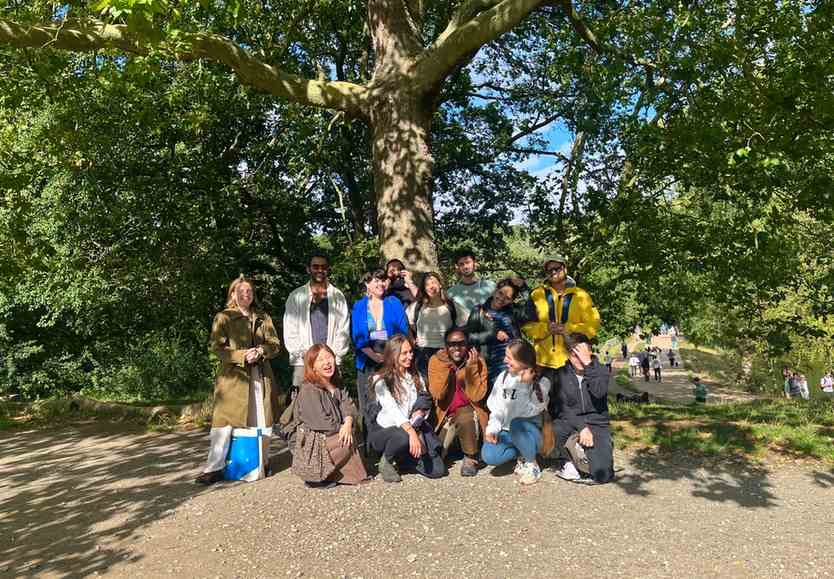 Community volunteers gathered along the Wood River