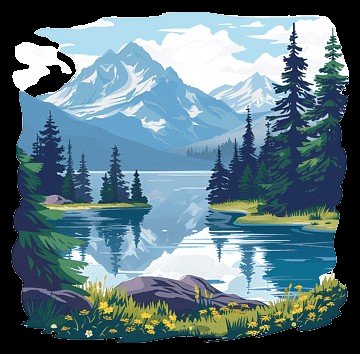 Mountain lake and pine forest along the Wood River